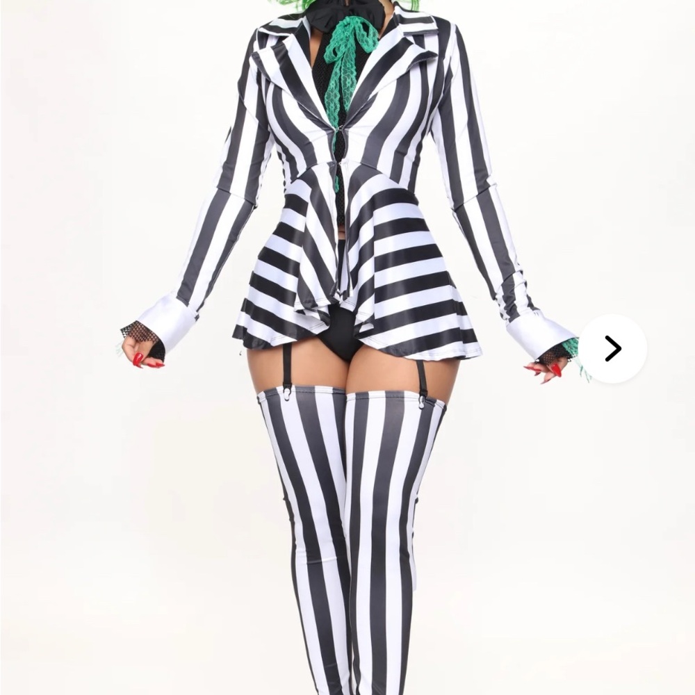 Black and White Striped Costume Set